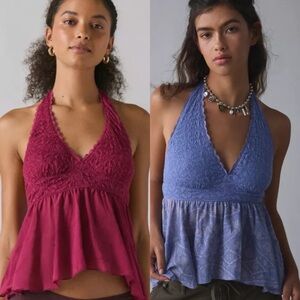 Urban Outfitters Lace Halter Top Bundle - Red and Blue